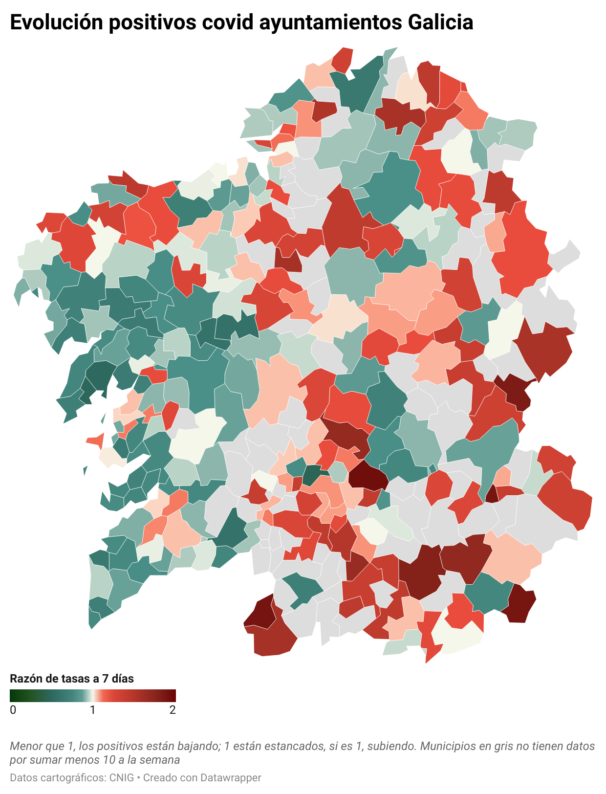 Covid municipios: Mejoría generalizada (A Coruña -99, Santiago -94, Ferrol -53, Pontevedra -31, etc.) pero Vigo y Ourense vuelven a...