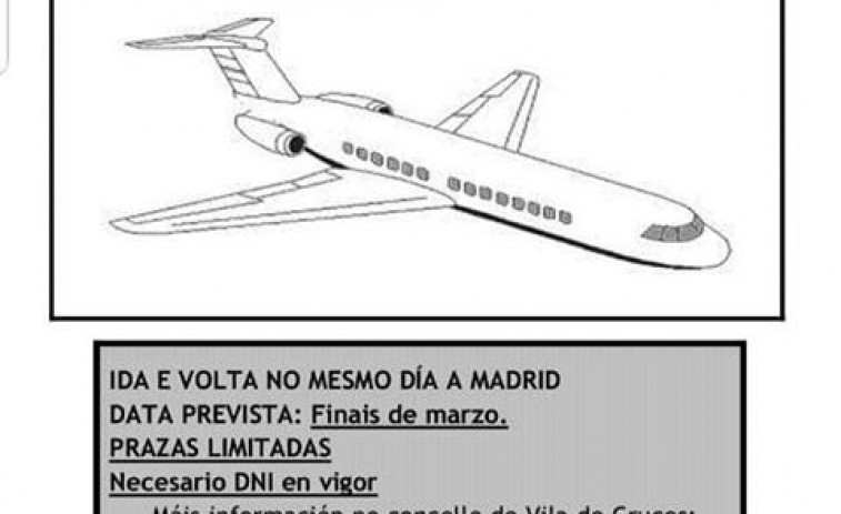 Ayuntamiento de Vila de Cruces ofrece a sus vecinos volar a Madrid y volver el mismo día