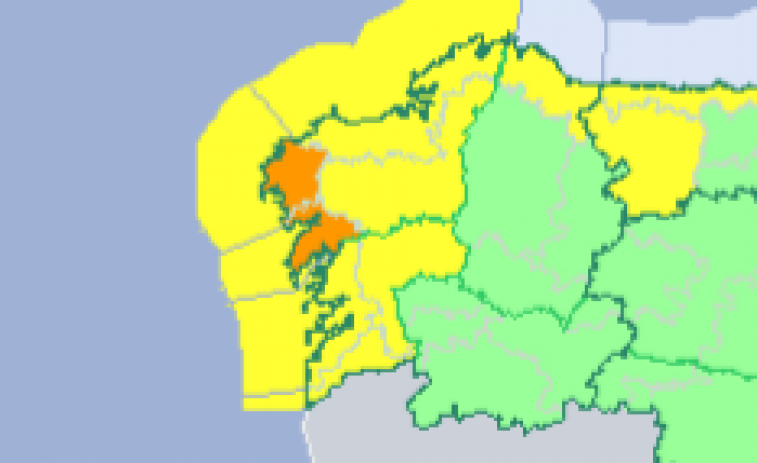 Alerta naranja por lluvia en la provincia de A Coruña y vientos de 130 km/h en Lugo