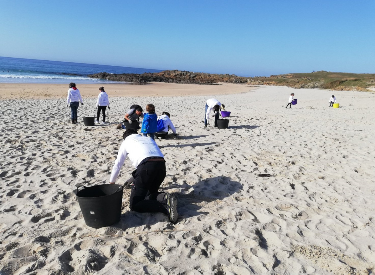 Programa de voluntariado ambiental de Abanca en la playa de Doniños.