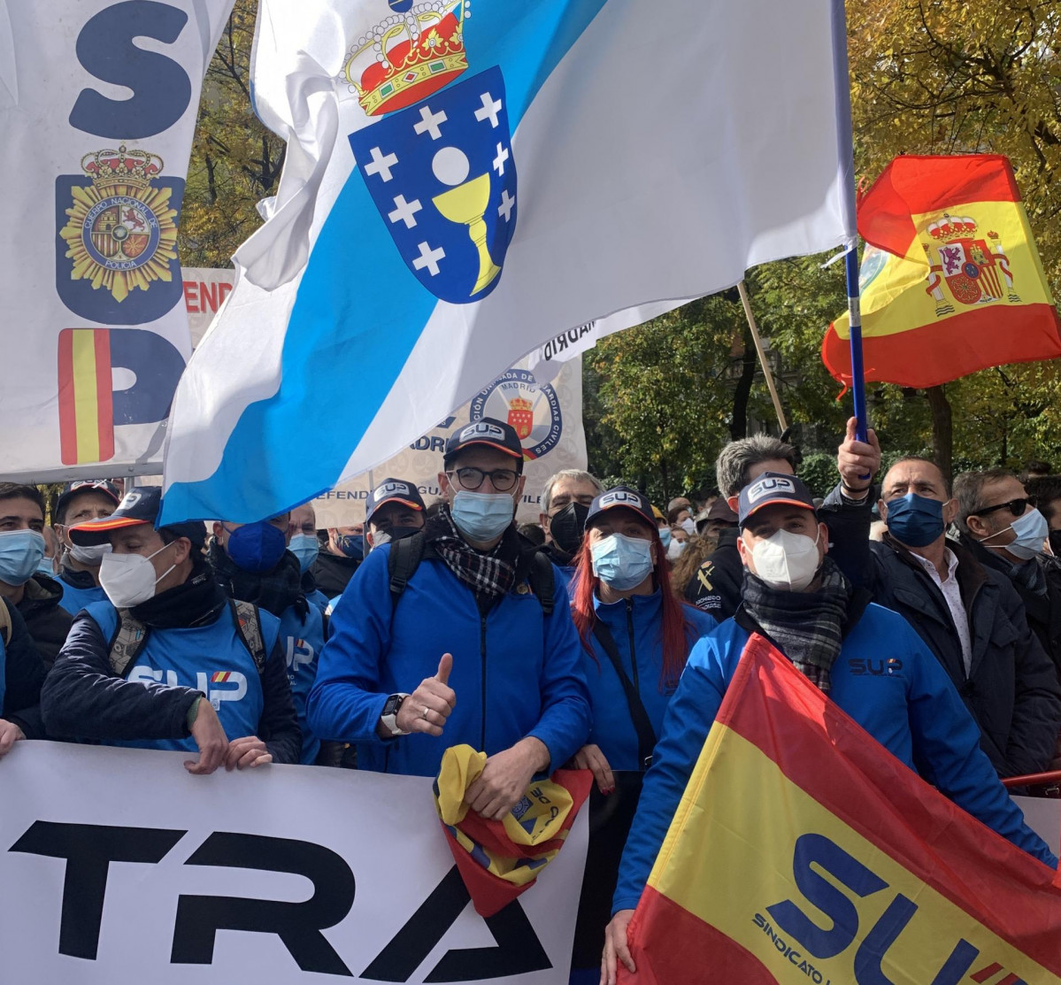 Miembros del sindicato SUP en Galicia en la manifestaciu00f3n en Madrid contra el cambio de la Ley de Seguridad Ciudadana