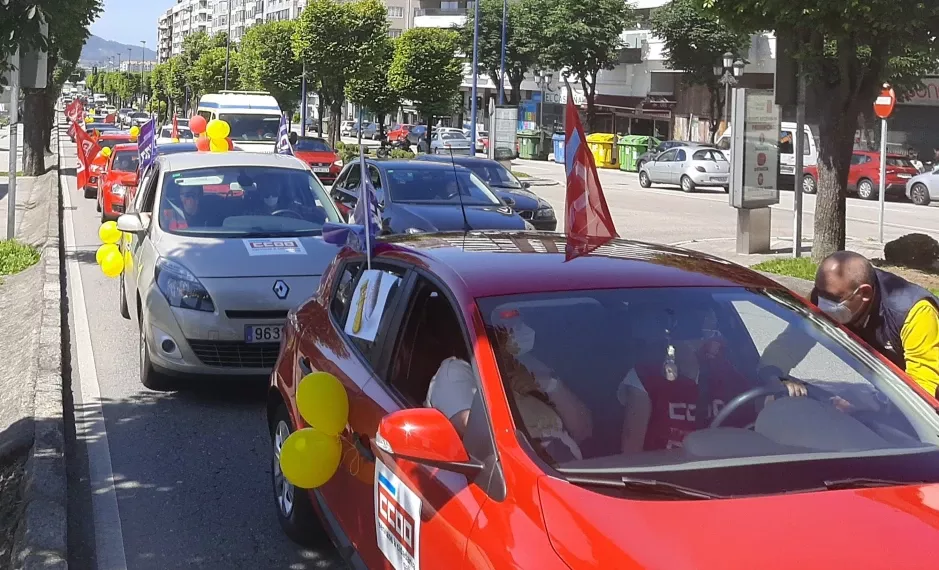 Una pasada protesta de trabajadores de Correos en Pontevedra en una foto de E