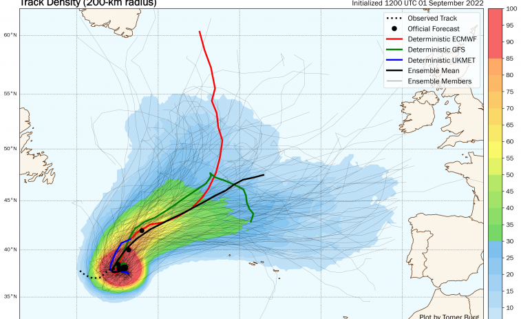 Danielle se convertirá hoy en huracán y una minoría de previsiones lo acercan a Galicia pero sin tocar tierra