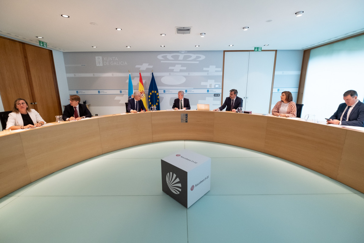 El presidente de la Xunta, Alfonso Rueda Valenzuela, preside la reunión del Consello. Edificio Administrativo de San Caetano, Santiago de Compostela, 28/09/22.