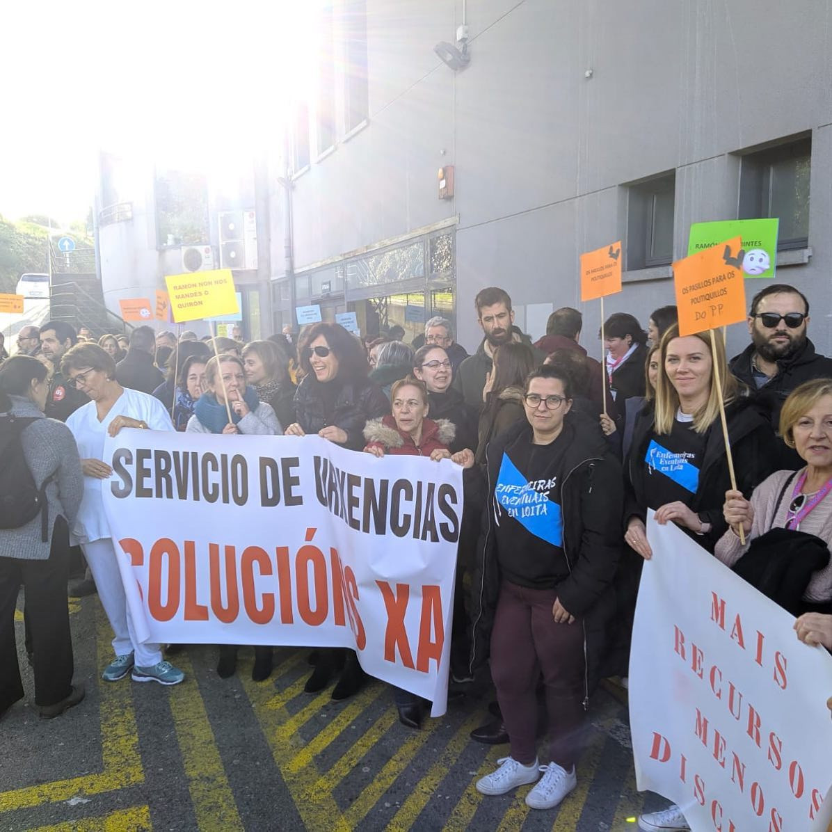 Los trabajadores de Montecelo llevan au00f1os reclamando mu00e1s medios para el servicio de urgencias por ejemplo en esta movilizaciu00f3n de 2020 en una foto de Enfermeiras Eventuais en Loita