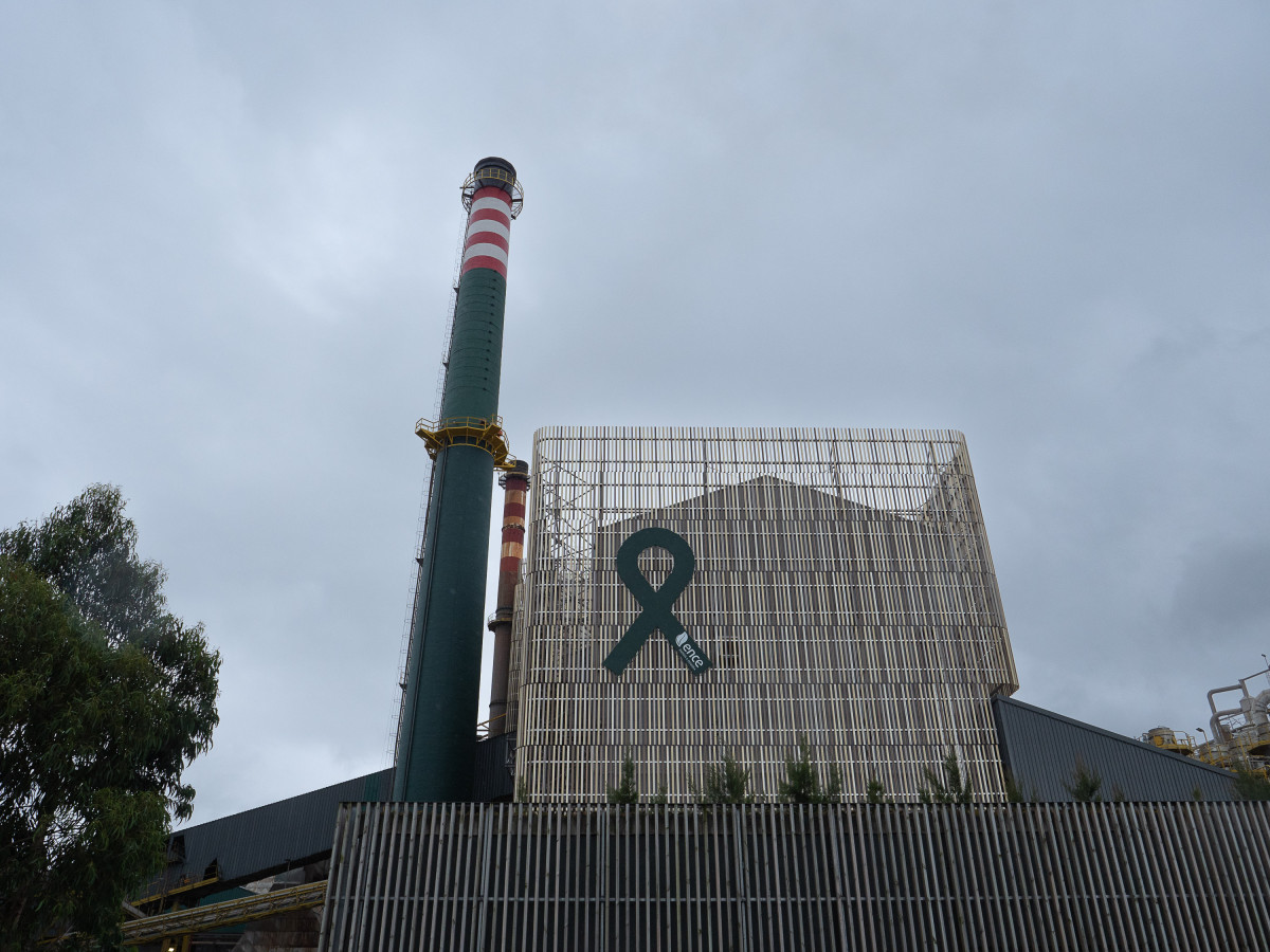 Archivo - Vista de la fábrica de celulosa Ence ante la que in millar de personas protestan, por la contaminación de la ría, a 19 de junio de 2022, en Pontevedra, Galicia, (España). La 'Marcha cont