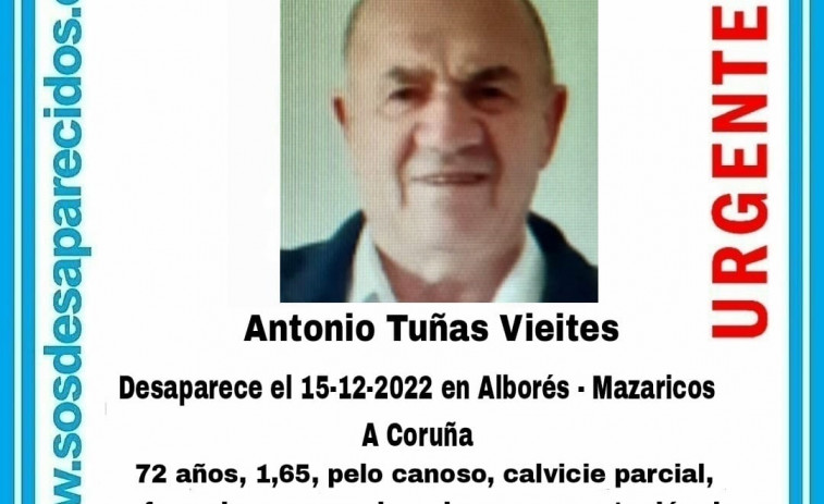 Permanece abierta la investigación por la desaparición de Antonio Tuñas, desaparecido en Mazaricos hace un mes