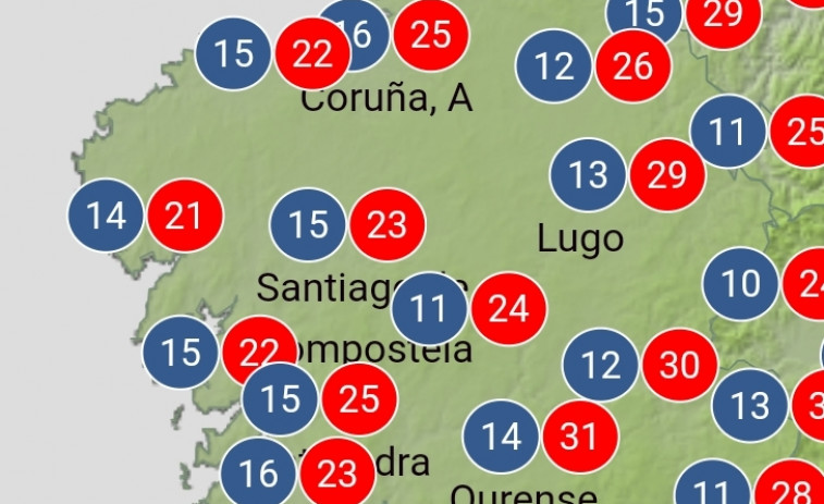 Galicia soportará temperaturas cercanas a los treinta grados y tormentas hasta el miércoles