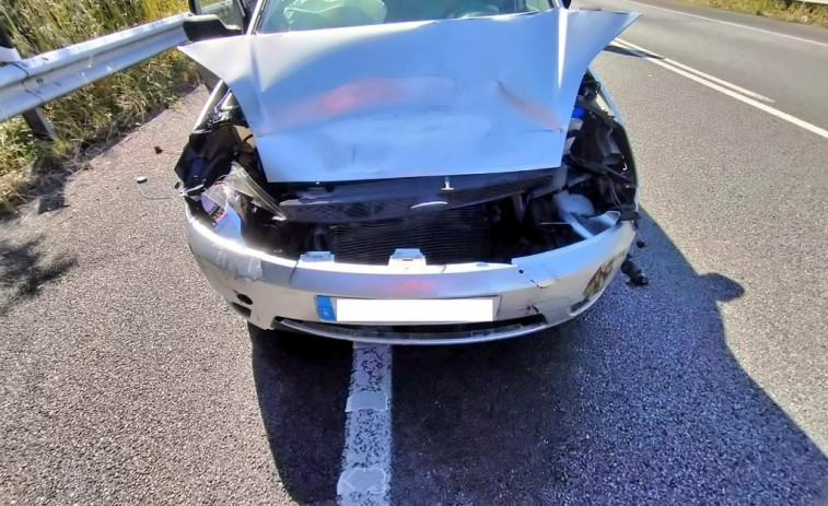 Dos perros sueltos en la carretera provocan un accidente entre dos coches en Cambados