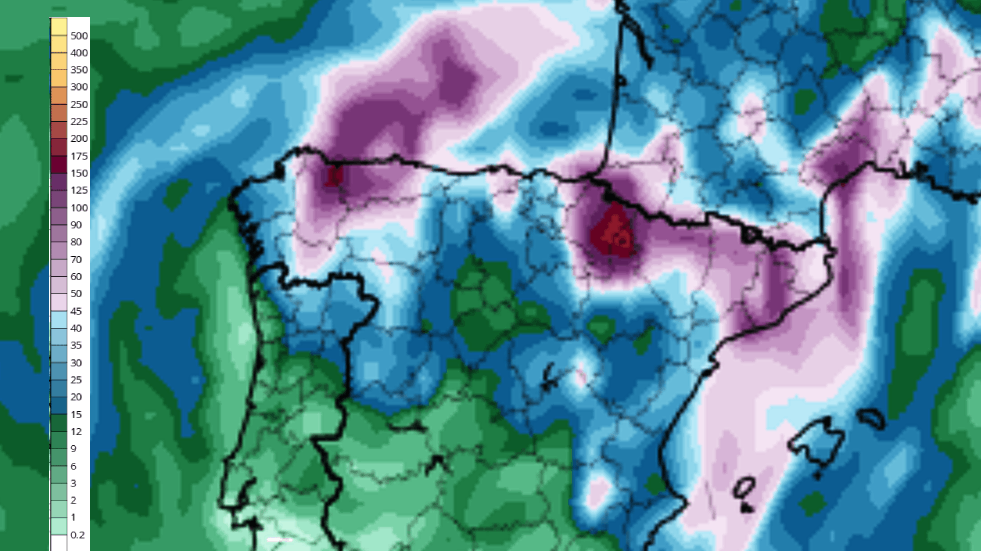 Modelo americano GFS de precipitaciones acumuladas para la pru00f3xima semana