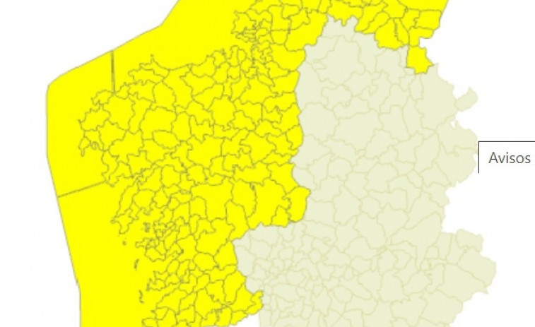 Alerta amarilla en todo el litoral y el interior de A Coruña y Pontevedra por viento y lluvias