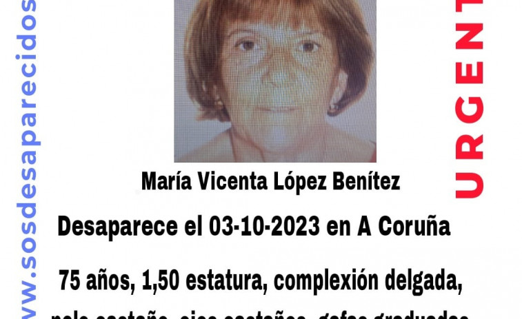 Piden ayuda para localizar a María Vicenta, enferma de Alzhéimer y desaparecida desde ayer en A Coruña