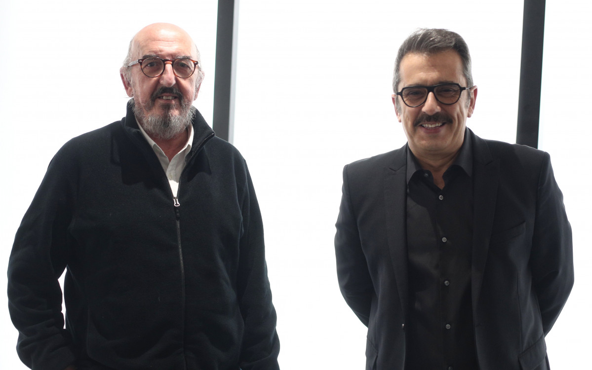 El director de Mediapro, Jaume Roures y el presentador de televisión y productor, Andreu Buenafuente, posan juntos para Europa Press