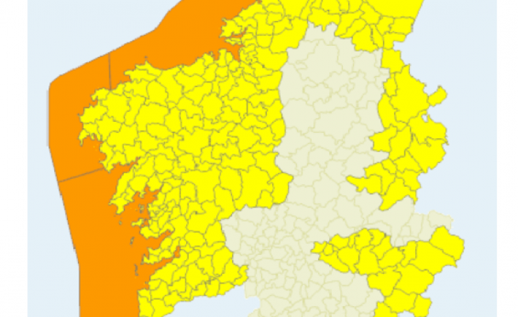 Alerta por temporal en casi toda Galicia este martes y miércoles por fuertes vientos y lluvias