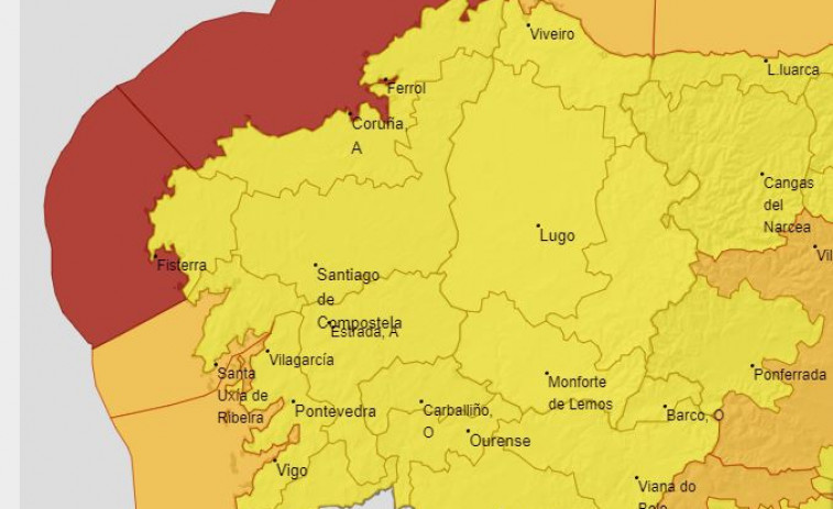 Alerta roja el jueves en parte de la costa al hilo de las ciclogénesis Ciarán que están a punto de golpear Galicia