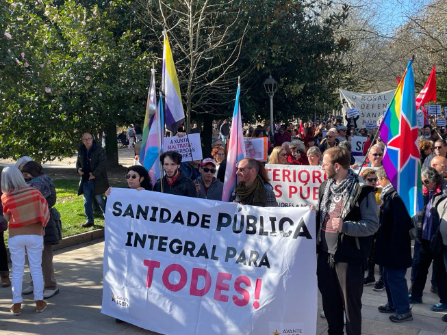 Manifestación Sos Sanidade Pública en Santiago el 2 de febrero de 2024