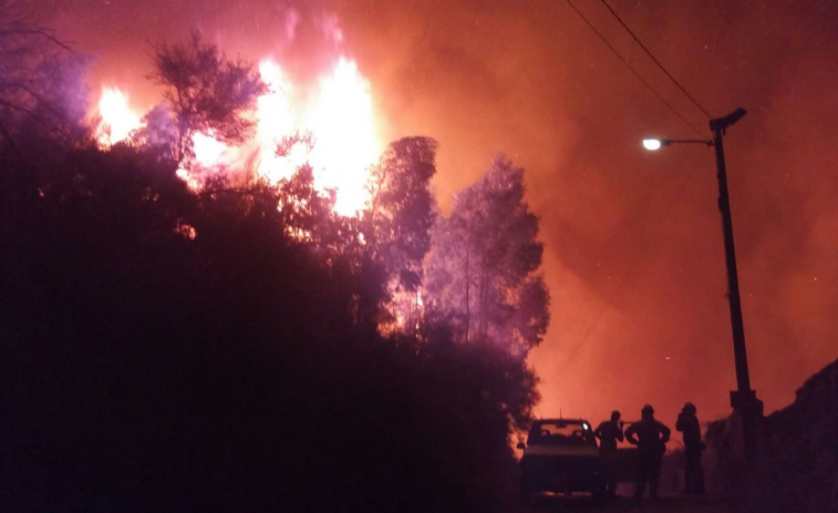 ​El incendio de Mondariz se aleja de las viviendas