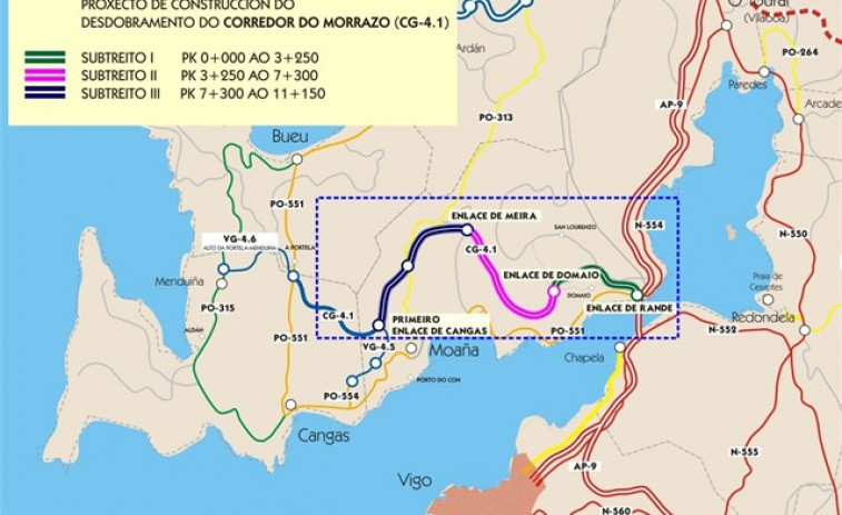 O Corredor do Morrazo permanecerá parcialmente cortado ao tráfico este sábado
