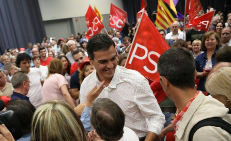 Pedro Sánchez hablando de corrupción en Viladecans