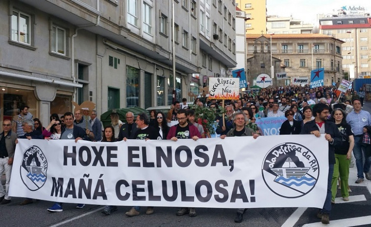 Marcha en Pontevedra para precipitar la caída de Elnosa y el arrastre de Ence