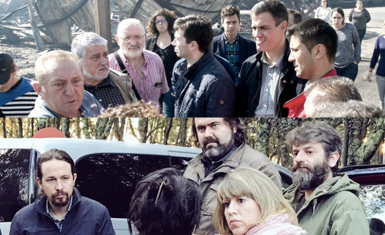 Pedro Sánchez y Pablo Iglesias visitan Galicia y critican el 
