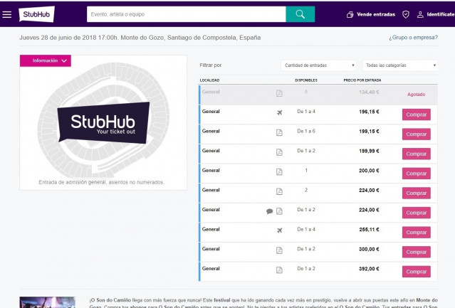 Reventa de entradas 'O son do camiño'