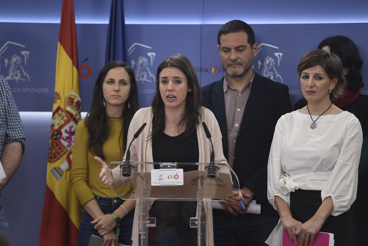 Rueda de prensa de la portavoz de Podemos, Irene Montero, en el Congreso