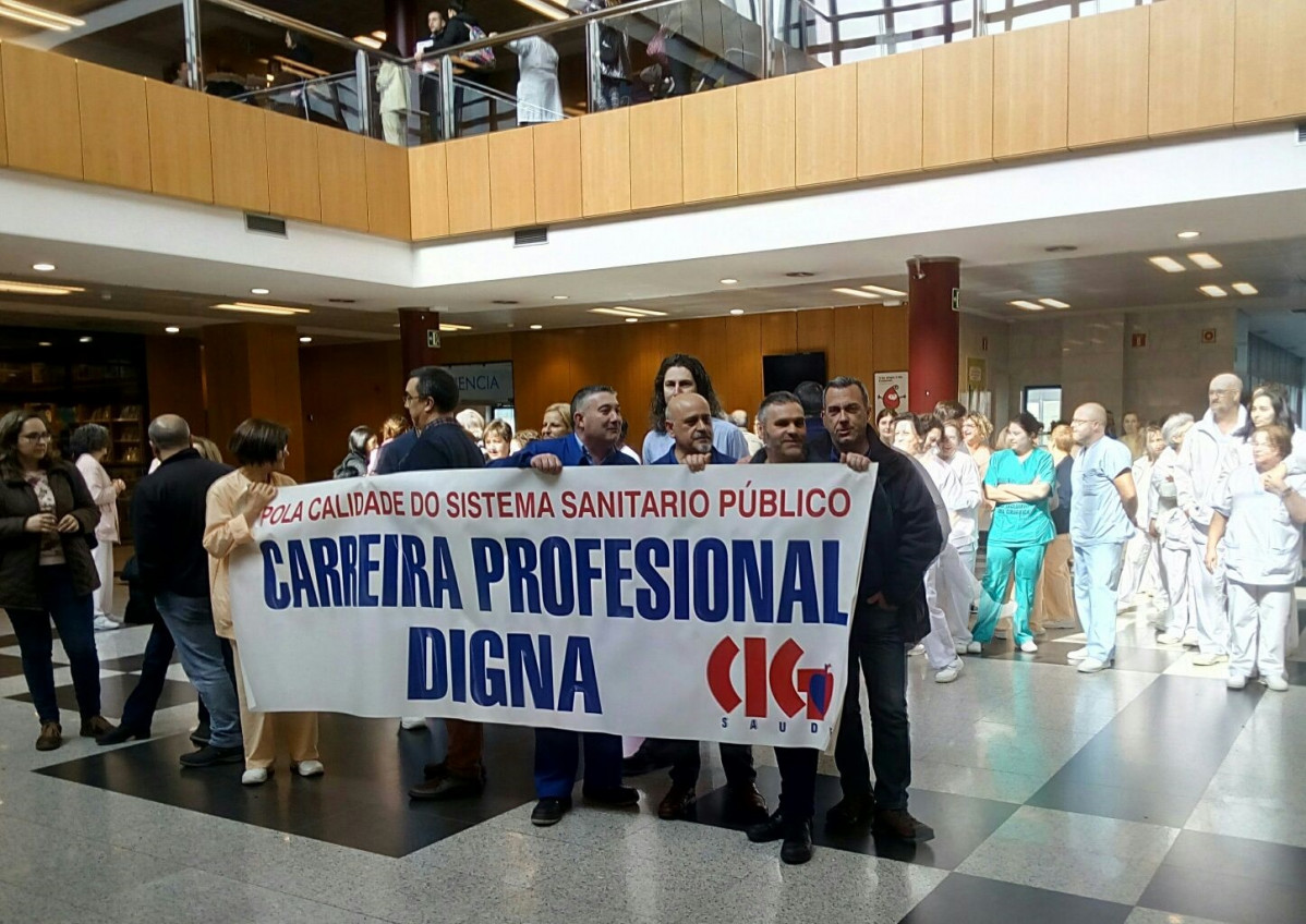 Protesta convocada por CIG-Saúde en defensa de la Carrera Profesional.
