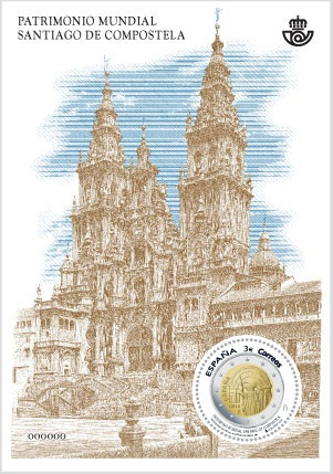 Sello a color dedicado a Santiago de Compostela