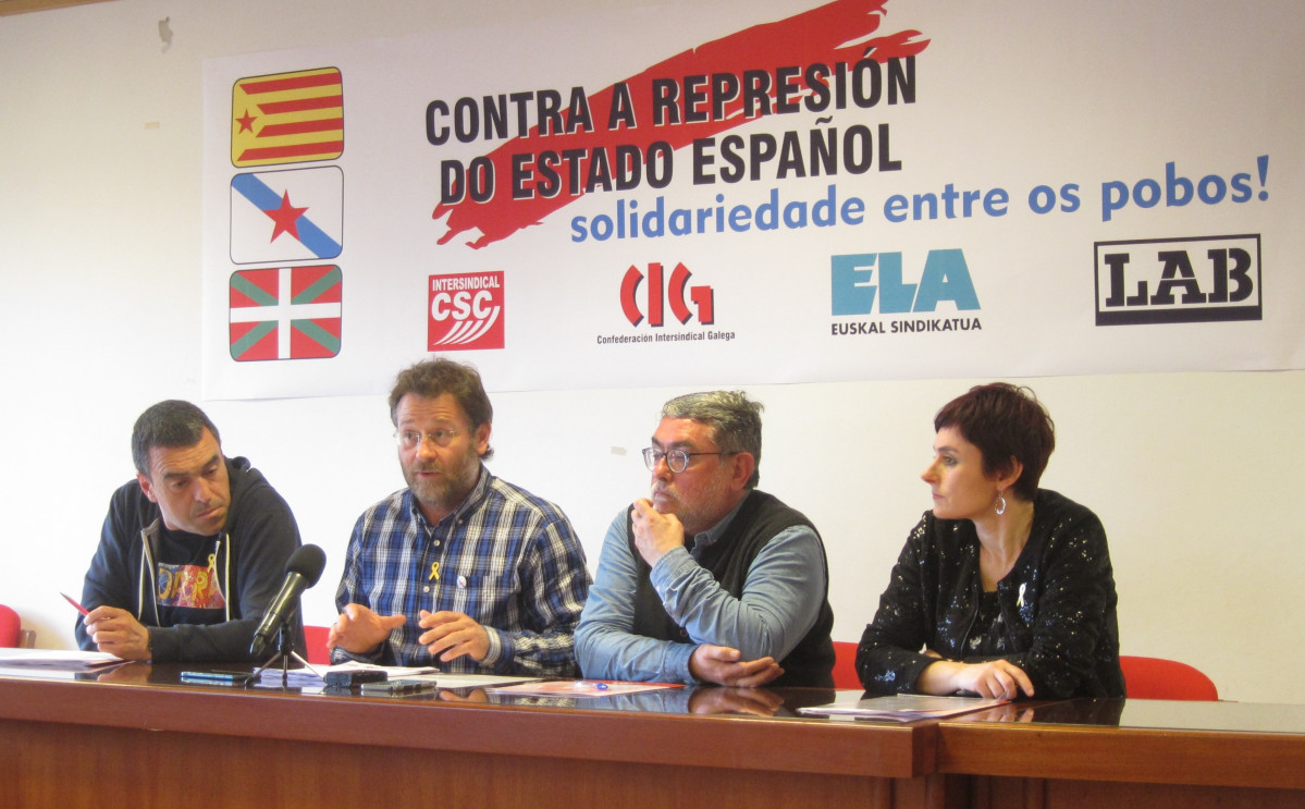 Rueda de prensa de ELA, CIG, CSC y LAB