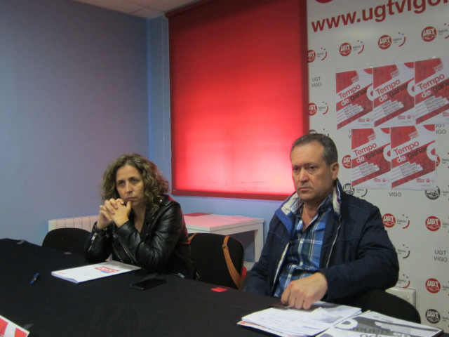 Amelia Pérez (CC.OO.)  y Ernesto Fontanes (UGT)