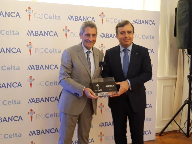 Carlos Mouriño y Francisco botas, en la presentación de un convenio Celta-Abanca