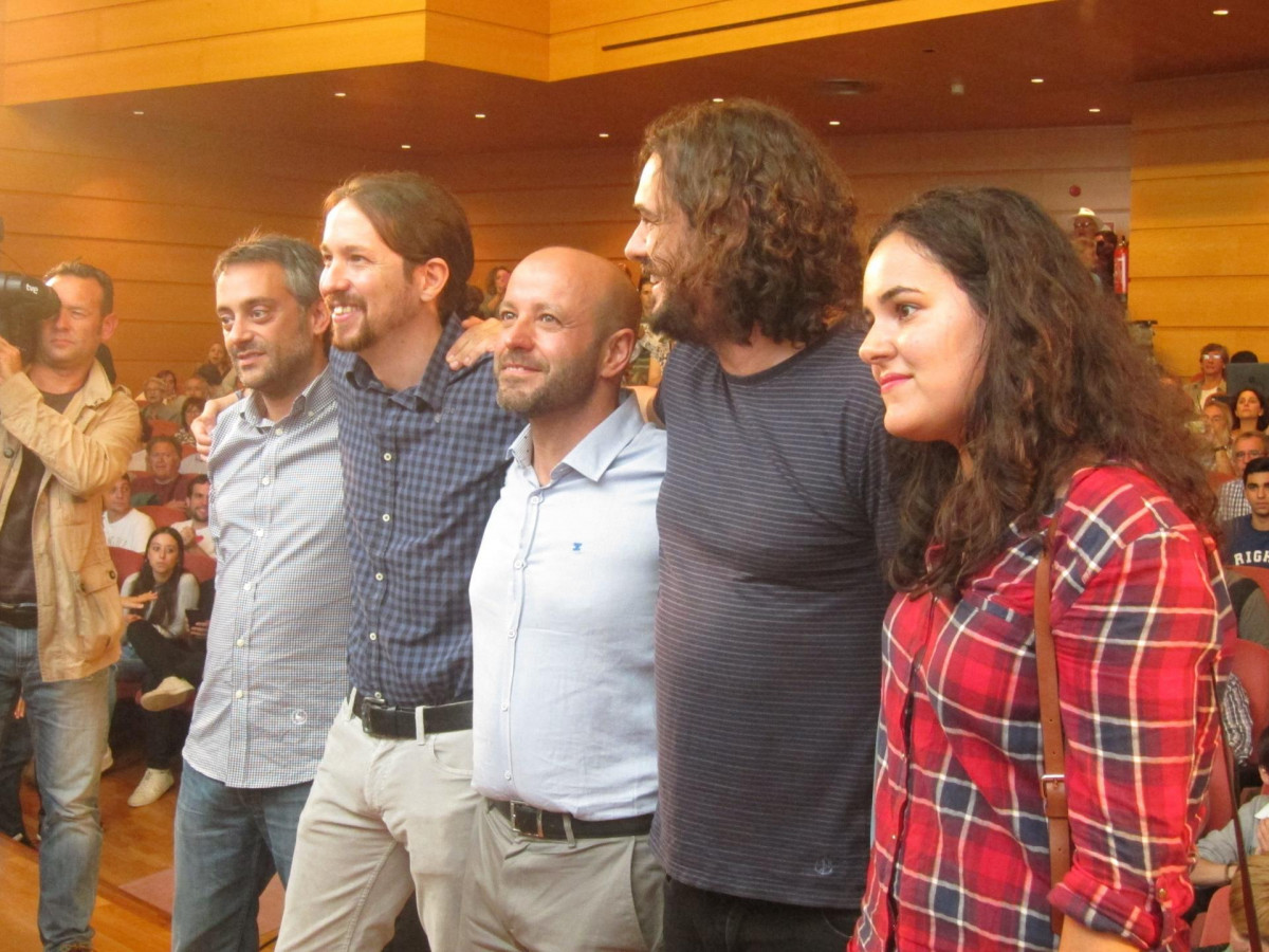Xulio Ferreiro, Pablo Iglesias, Luís Villares y Antón Sánchez en 2016