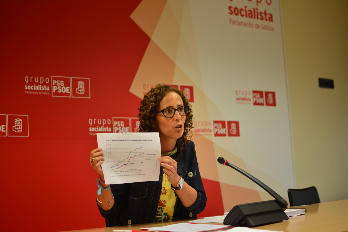 La diputada del PSdeG Noela Blanco en la rueda de prensa