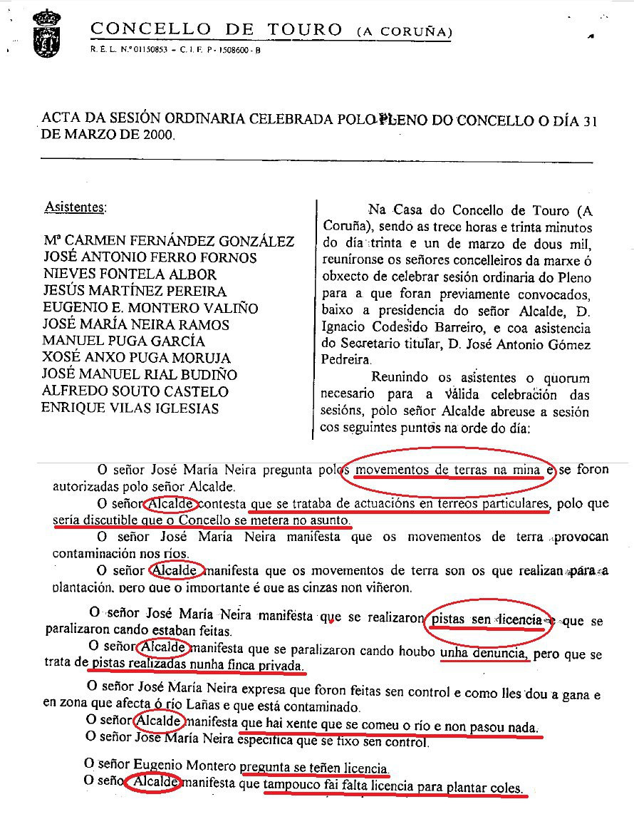 Acta concello Touro   Ignacio Codesido   mina   Aldea Viva