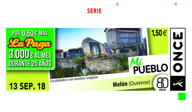 El Municipio De Melón Es Imagen Del Cupón De La Once Del Jueves 13 De Septiembre