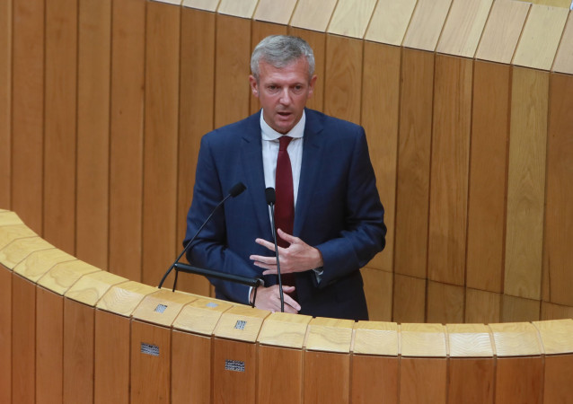Alfonso Rueda, vicepresidente de la Xunta, en el pleno del Parlamento