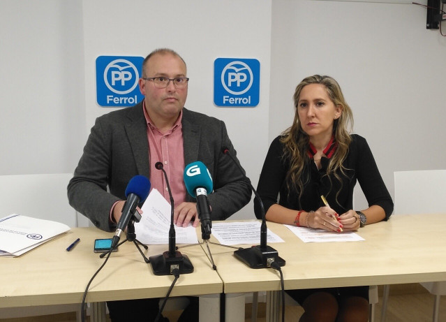 El secretario xeral del PPdeG, Miguel Tellado, en rueda de prensa en Ferrol