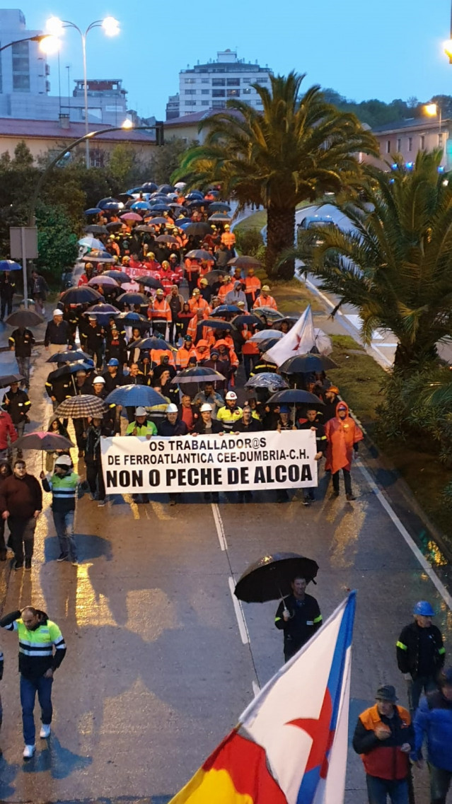 Protesta contra el cierre de Alcoa, en A Coruña