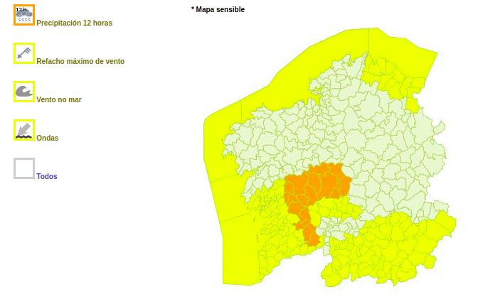 Meteogalicia mapa alertas beatriz sabado