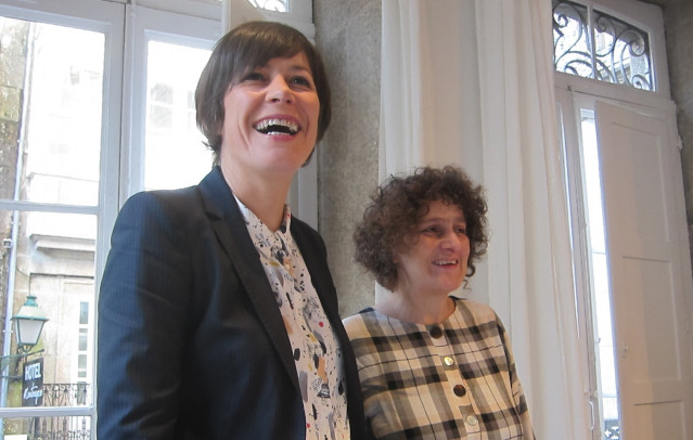 La líder del BNG, Ana Pontón, y la candidata en Santiago, Goretti Sanmartín