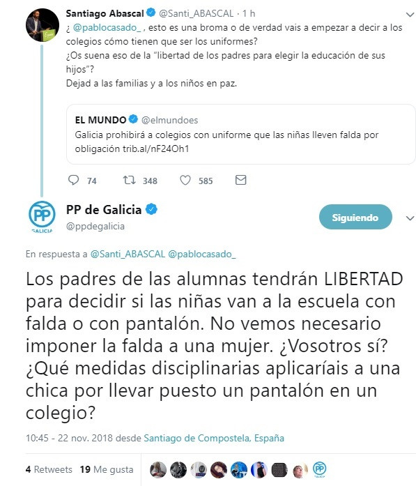 El PPdeG se defiende de las críticas del presidente de Vox sobre el uniforme