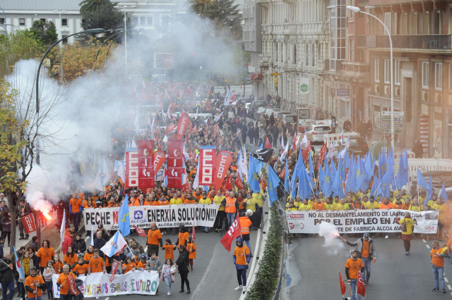 Imagen de la manifestación de Alcoa en A Coruña.