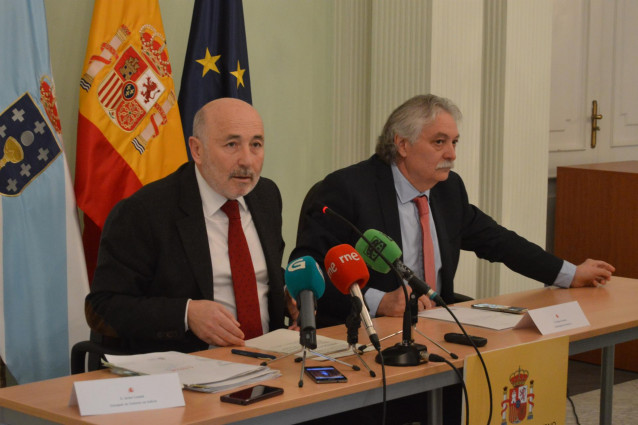 El delegado del Gobierno en Galicia en una rueda de prensa en Ourense.