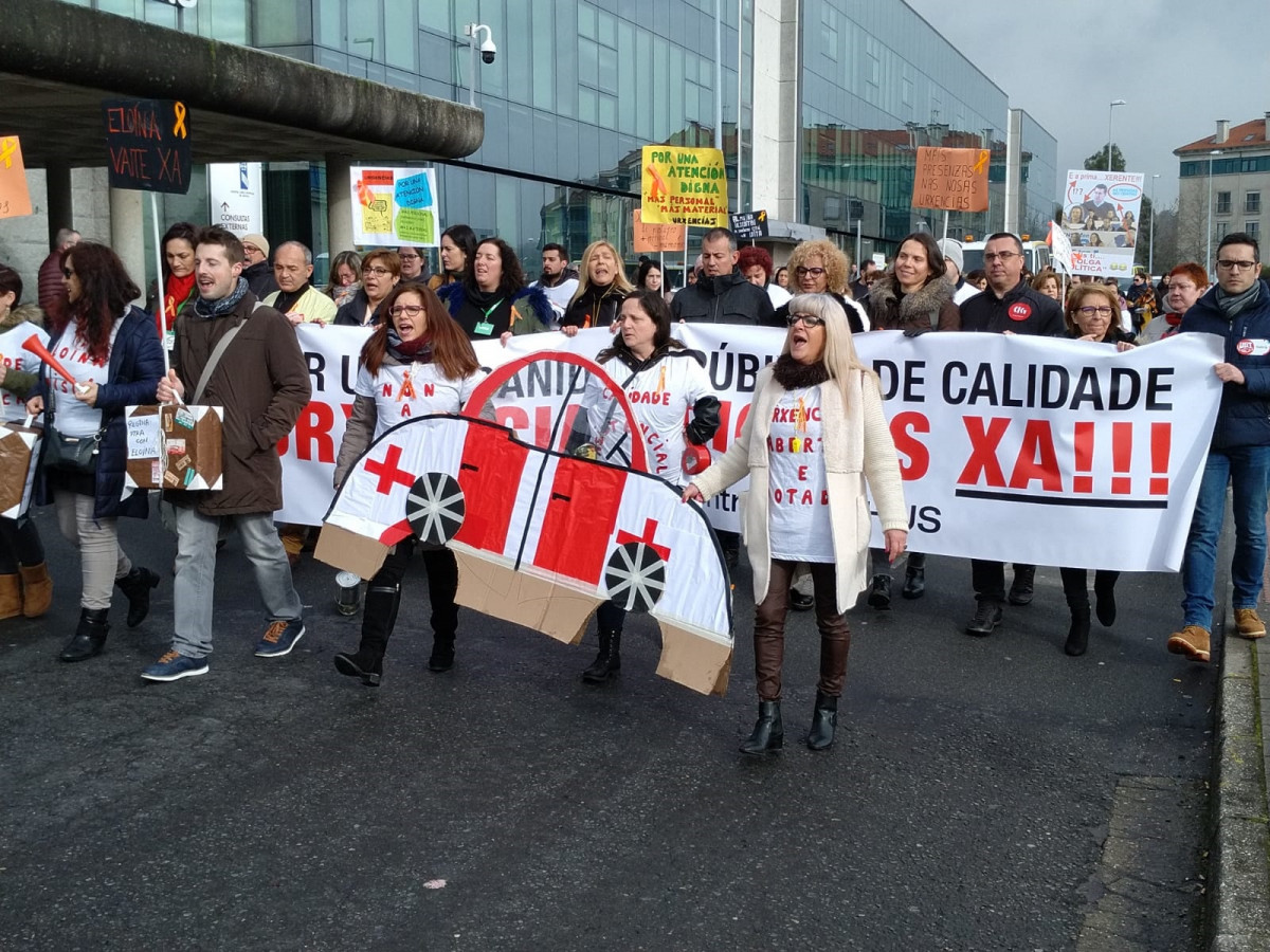 Protesta de trabajadores de Urgencias del Hospital Clínico de Santiago.