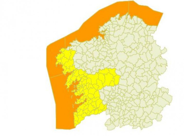 Alerta naranja en toda la costa y alerta amarilla en parte del interior