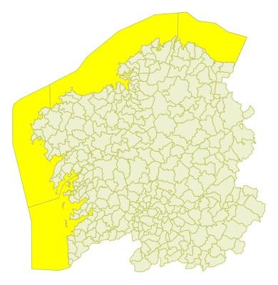 Aviso amarillo en el litoral gallego