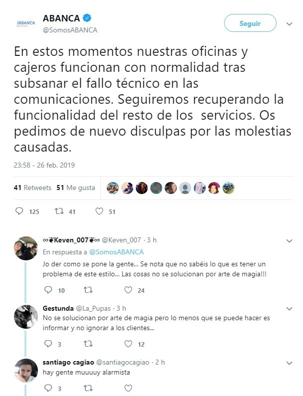 Los pagos online de Abanca siguen sin funcionar y crece el malestar de los usuar