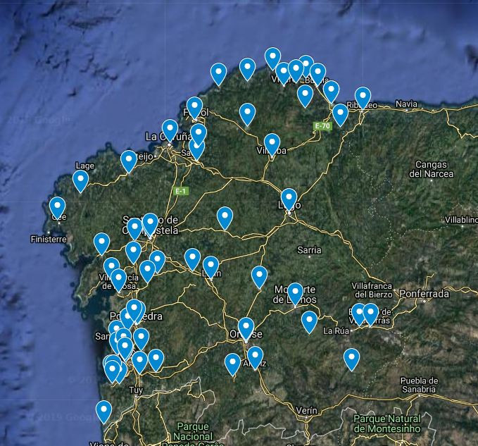 Mapa concentraciones galicia feministas