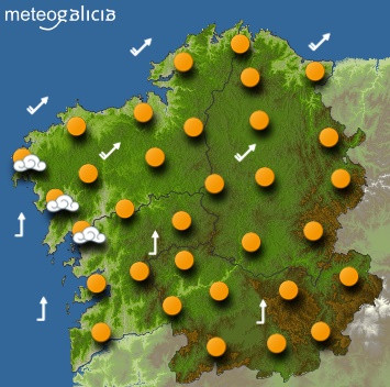 Predicións meteorolóxicas para o sábado en Galicia: Ceo pouco anubrado ou despex
